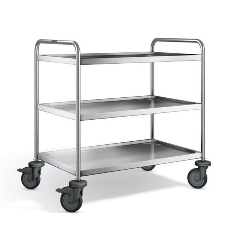 Stainless steel serving trolley | 3 plateaus | 100x65x95 cm