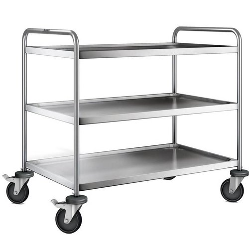  B.PRO Chariot de service en acier inoxydable | 3 étagères | 110x70x95 cm 
