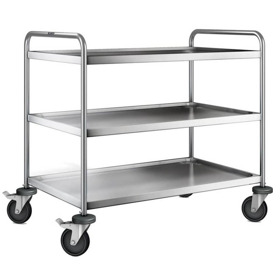 Chariot de service en acier inoxydable | 3 étagères | 110x70x95 cm