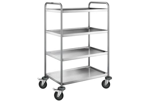  B.PRO Stainless steel serving trolley | 4 shelves | 90x60x129 cm 