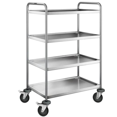  B.PRO Stainless steel serving trolley | 4 shelves | 90x60x129 cm 