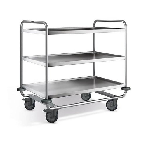  B.PRO Chariot de service en acier inoxydable | 3 étagères | 110x70x101 cm 
