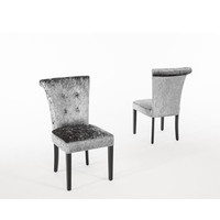 Chaise de salle à manger en velours gris | 2 pièces