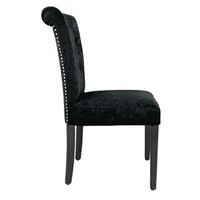 Chaise de salle à manger en velours noir | 2 pièces