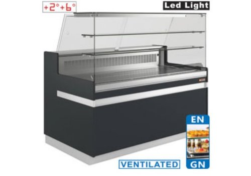 HorecaTraders Refrigerated display case ventilated with high window | 6 sizes | 
