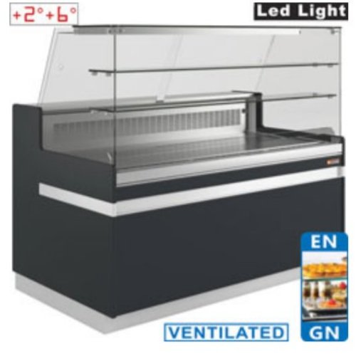 HorecaTraders Refrigerated counter ventilated with high window | 6 formats | 