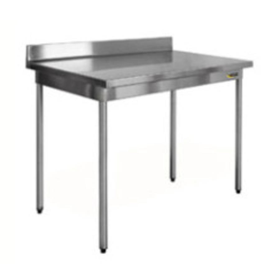 Table de travail en acier inoxydable sur pieds avec dosseret | Démontable | 8 tailles