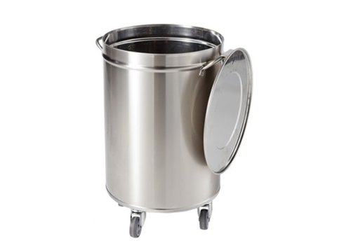  HorecaTraders Poubelle ronde en acier inoxydable | 50 litres 