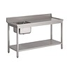 Gastro-M RVS spoeltafel met spatrand | 1 spoelbak links | 2 formaten