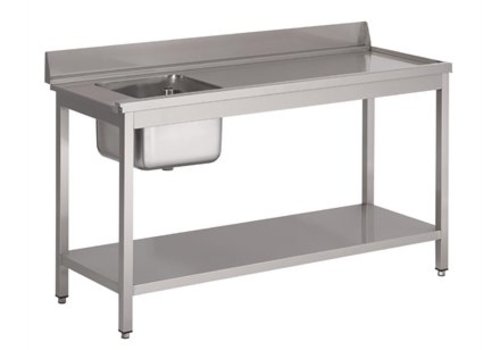  Gastro-M RVS spoeltafel met spatrand | 1 spoelbak links | 2 formaten 