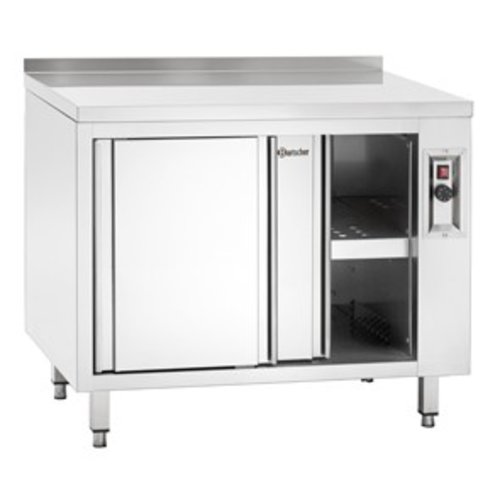  Bartscher Armoire chauffante avec porte coulissante et dosseret | Acier inoxydable 