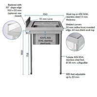 Sink in AISI 304L stainless steel | 3 formats