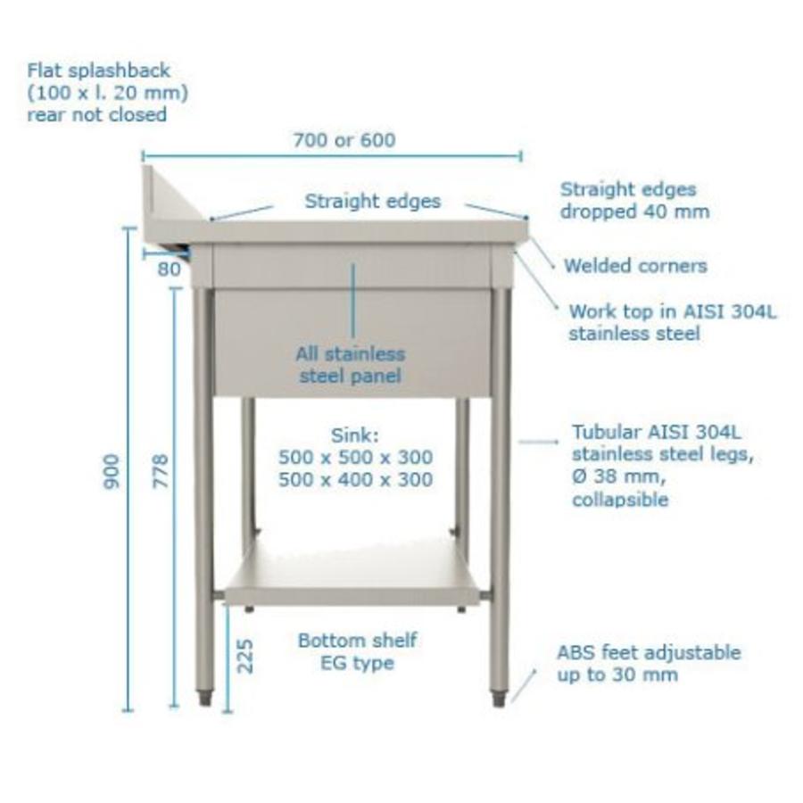 RVS Spoelbak | AISI 304L RVS | 2 formaten