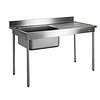 HorecaTraders Horeca Traders stainless steel sink | No sink cover | Coil bench left|70 cm wide | 3 formats