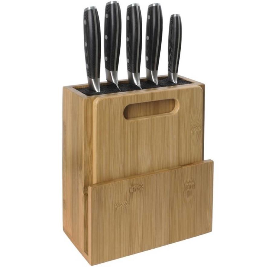 Universal wooden knife block and cutting board