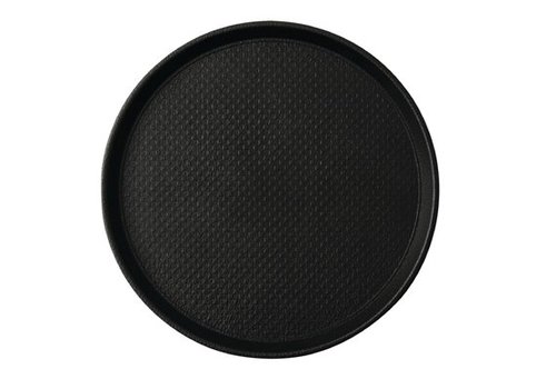  HorecaTraders Round Non-Slip Tray Black | 2 Formats 