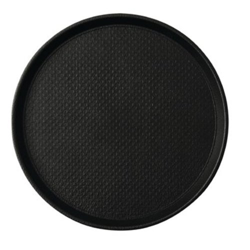  HorecaTraders Round Non-slip Tray Black | 2 Sizes 