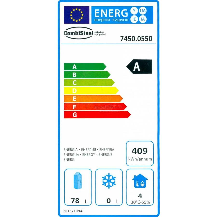 Mini réfrigérateur en acier inoxydable | 130 litres | Une étiquette