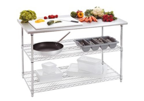  Bartscher Table de travail avec plan de travail en acier inoxydable | 130 x 70 x 90 cm 