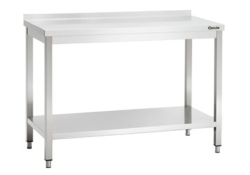  Bartscher Work table with rear elevation and intermediate shelf | 120x60x (h) 85-90 cm 