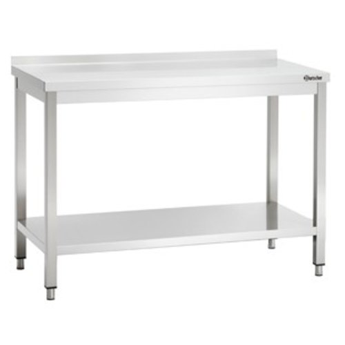  Bartscher Work table with backsplash and intermediate shelf | 120x60x(h)85-90 cm 