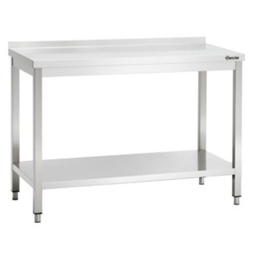  Bartscher Work table with rear elevation and intermediate shelf | 120x60x (h) 85-90 cm 