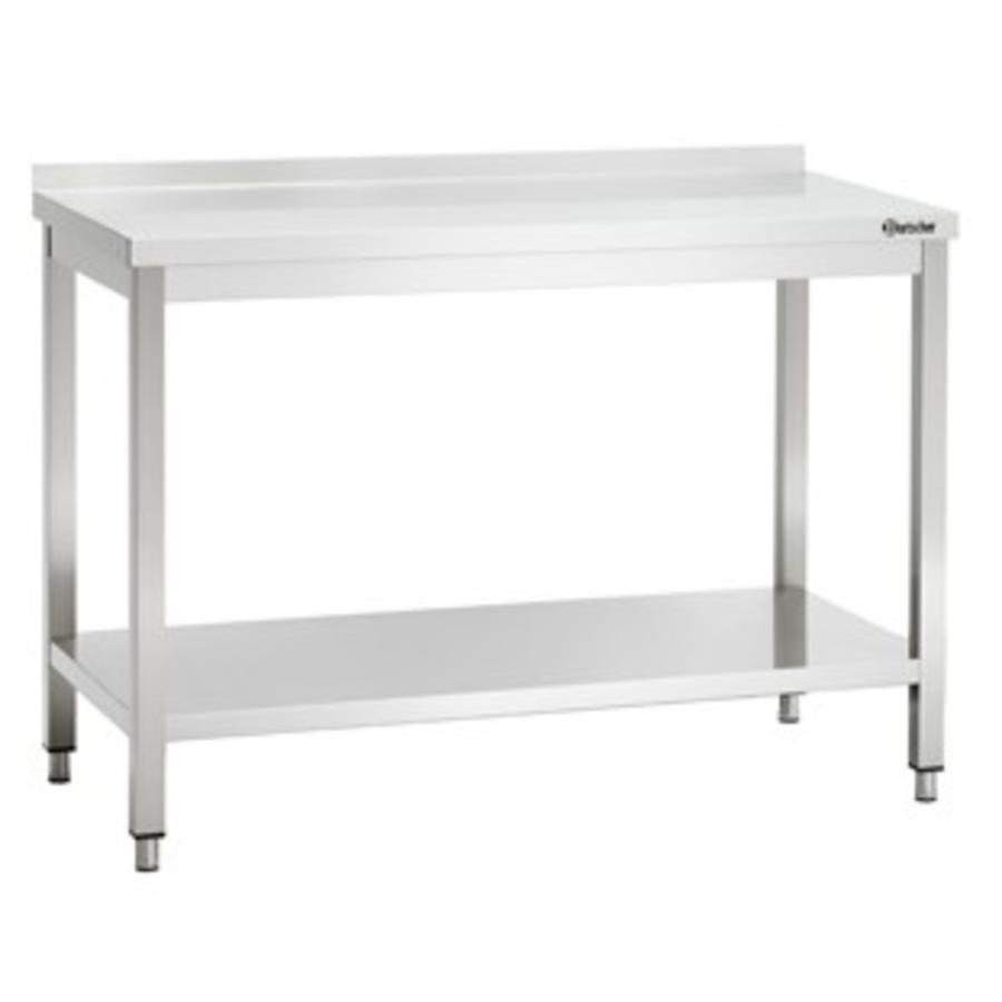 Work table with backsplash and intermediate shelf | 120x60x(h)85-90 cm