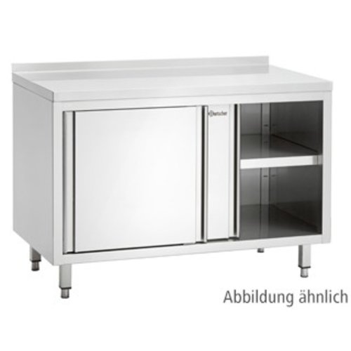 Bartscher Edelstahl-Arbeitsschrank mit Spritzschutz | 160x70x(H)85cm   Bartscher Edelstahl-Arbeitsschrank mit Spritzschutz | 160x70x(H)85cm