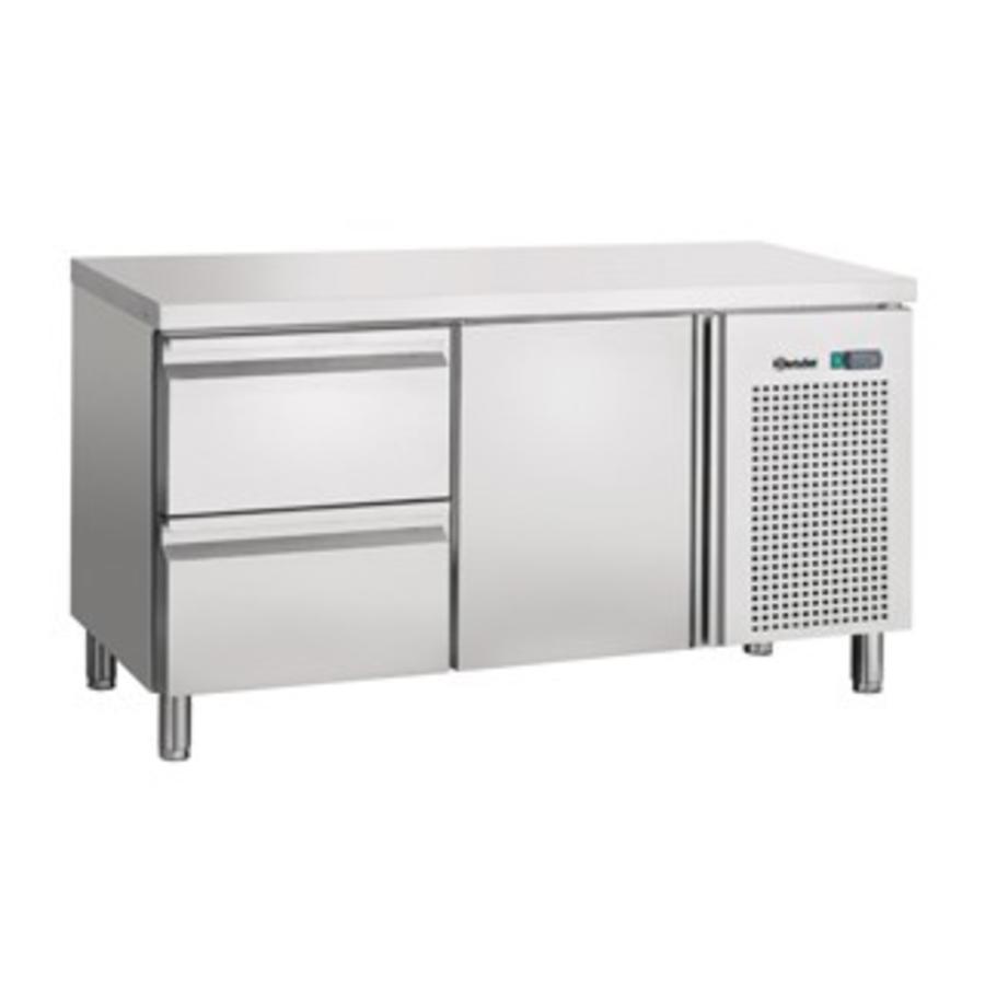 Refrigerated workbench stainless steel 1 door 2 drawers | 134x70x85cm