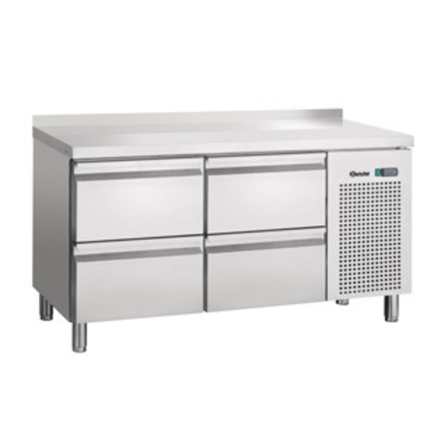 Etabli réfrigéré en acier inoxydable 4 tiroirs avec barrière d'eau | 134 x 70 x 85 cm