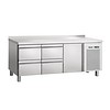 Bartscher Établi de refroidissement en acier inoxydable | Crédence 1 porte 4 tiroirs | 179 x 70 x 85 cm