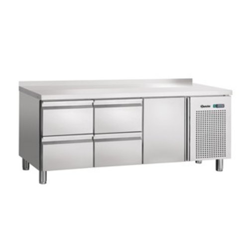  Bartscher Kühlwerkbank Edelstahl | 1 Tür 4 Schubladen Spritzschutz | 179 x 70 x 85 cm 