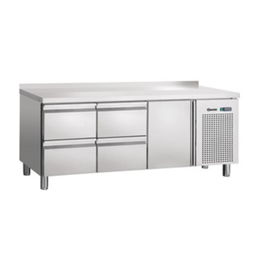 Refrigerated workbench stainless steel | 1 door 4 drawers splashback | 179x70x85cm