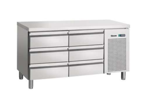  Bartscher Etabli réfrigéré en acier inoxydable 6 tiroirs | 134 x 70 x 85 cm 