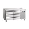 Etabli réfrigéré inox 6 tiroirs avec dosseret | 134 x 70 x 85 cm