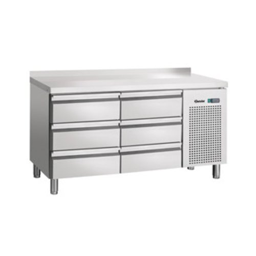  Bartscher Refrigerated workbench stainless steel 6 drawers with splash edge | 134x70x85cm 