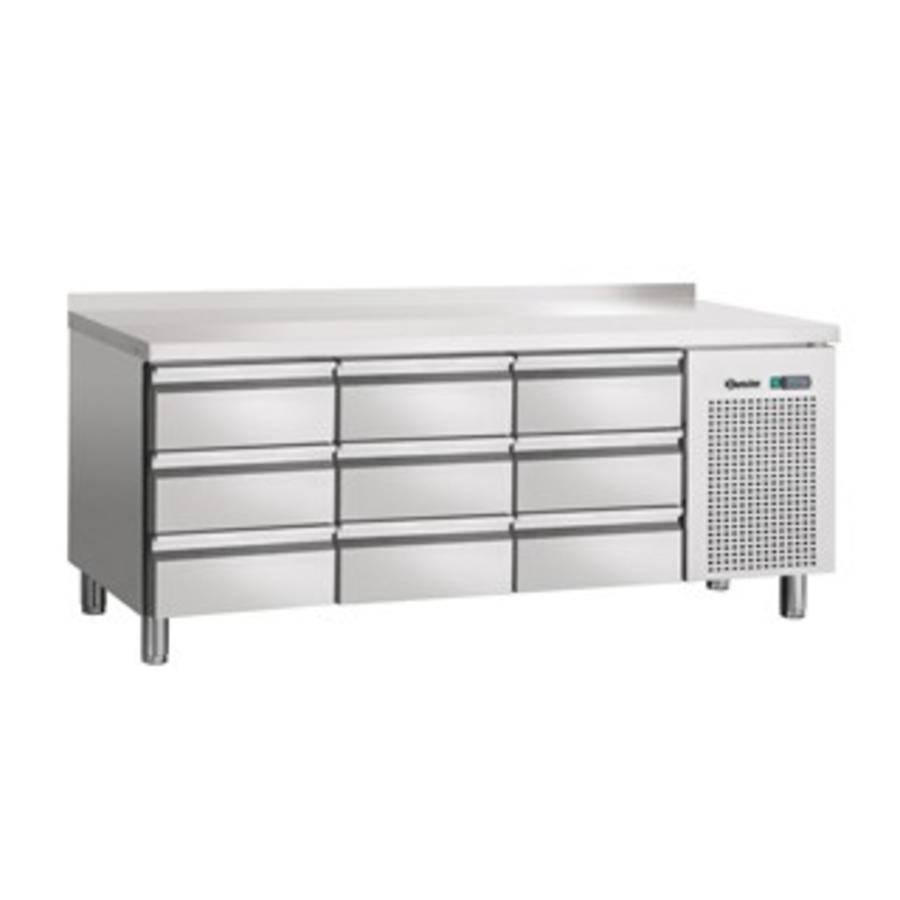 Refrigerated workbench stainless steel 9 drawers with water barrier | 180x70x85cm