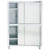 HorecaTraders Armoire de rangement en acier inoxydable avec 4 portes coulissantes | 60 cm de profondeur