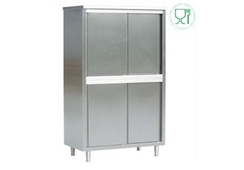  HorecaTraders Stainless steel storage cabinets with sliding doors | 60 cm deep 