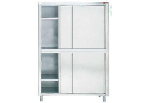  HorecaTraders Lagerschrank mit Schiebetüren | 70cm tief | Edelstahl | 3 Größen 