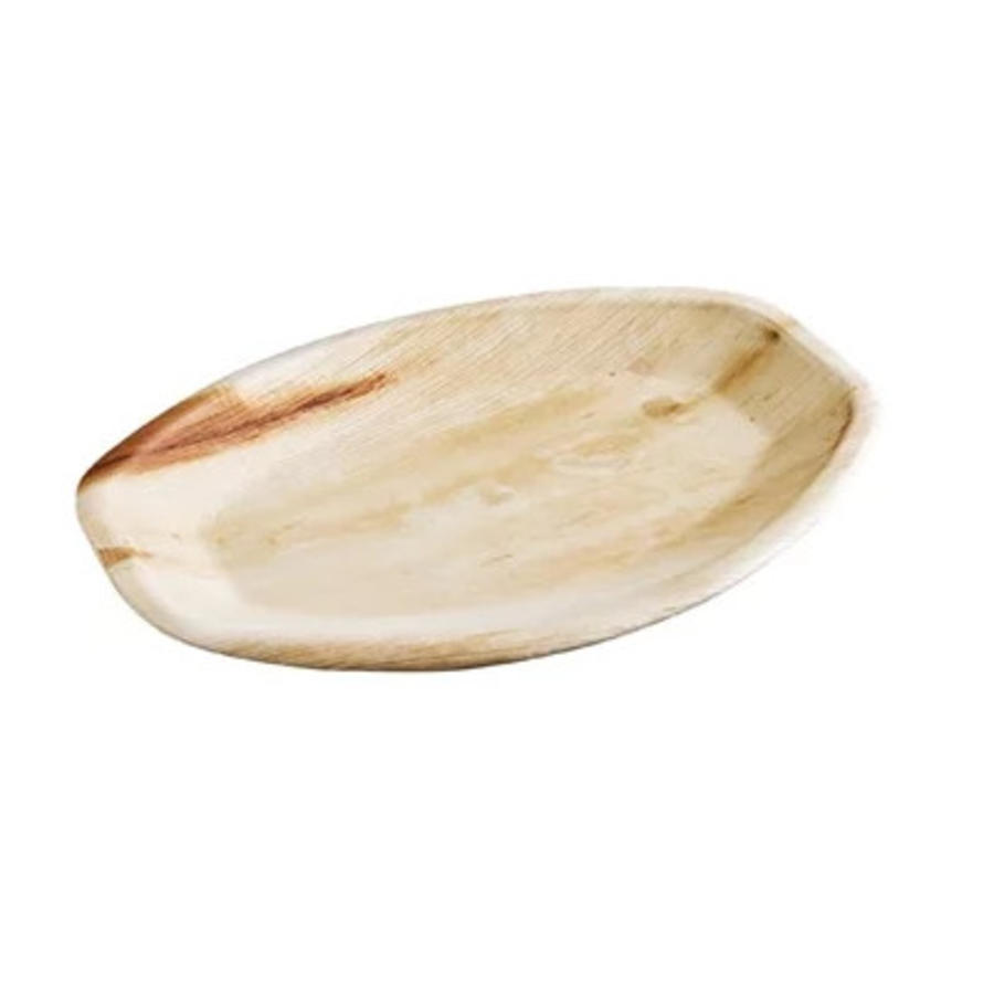 Assiettes jetables ovales en feuilles de palmier | 36 x 24 cm | Pour 100 pièces