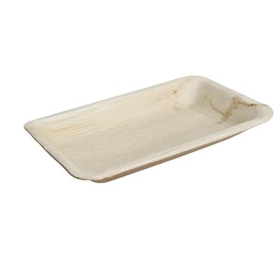 Assiettes rectangulaires jetables en feuilles de palmier | Bois | 26(l) x 16(l)cm
