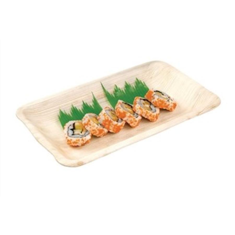Assiettes rectangulaires jetables en feuilles de palmier | Bois | 26(l) x 16(l)cm