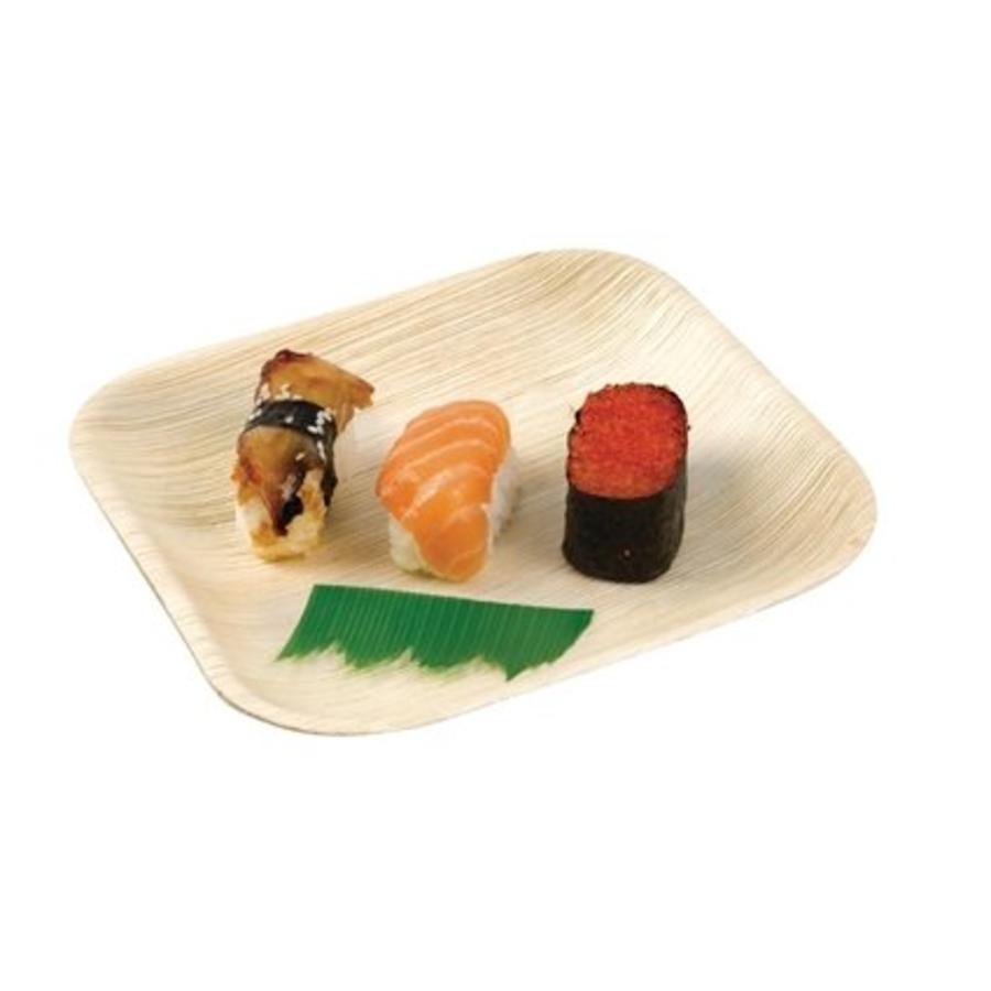 Assiettes carrées jetables en feuille de palmier 20 cm | Pour 100 pièces