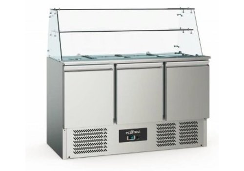  Ecofrost Saladette mit Glasvitrine | Edelstahl | 3 Türen 