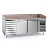 Ecofrost Pizza workbench | stainless steel | 2 doors and 7 drawers