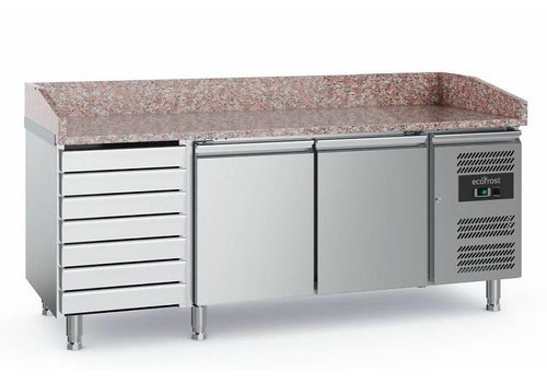  Ecofrost Établi à pizza | acier inoxydable | 2 portes et 7 tiroirs 