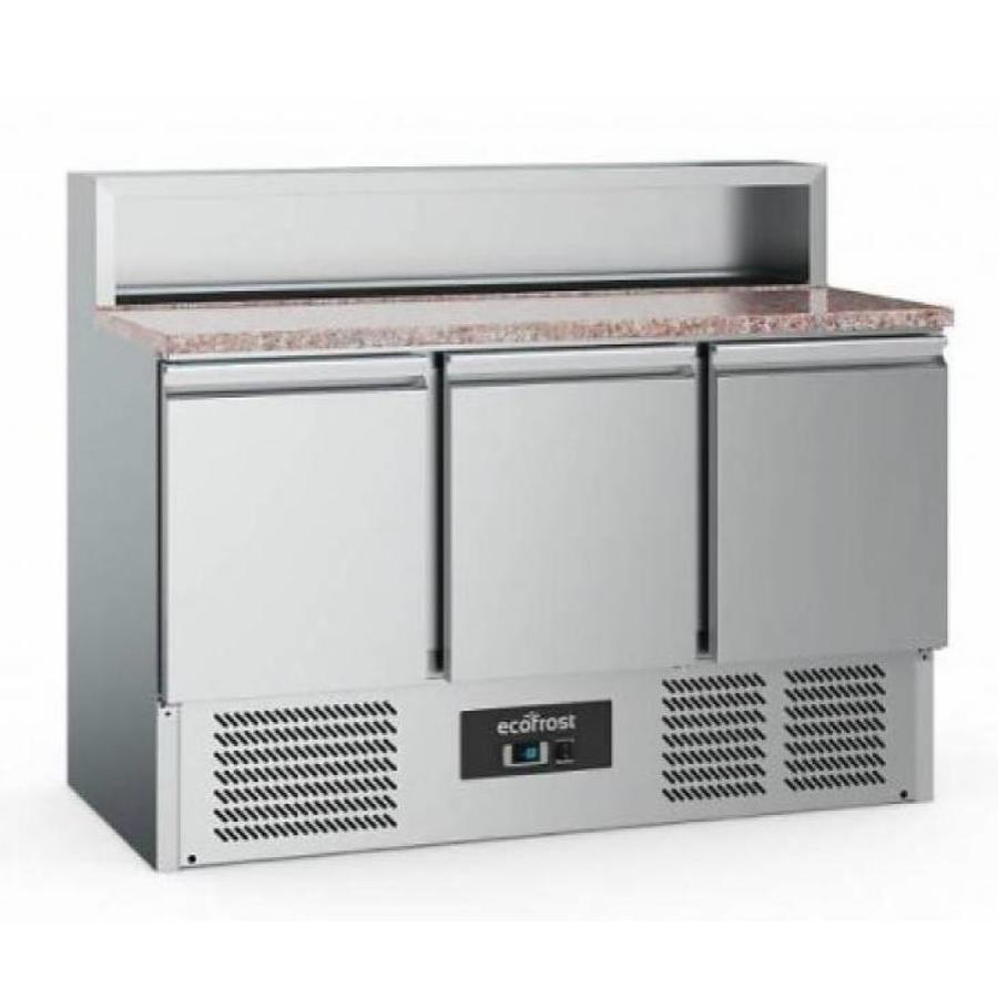 Établi à pizza | acier inoxydable | 402L | 3 portes