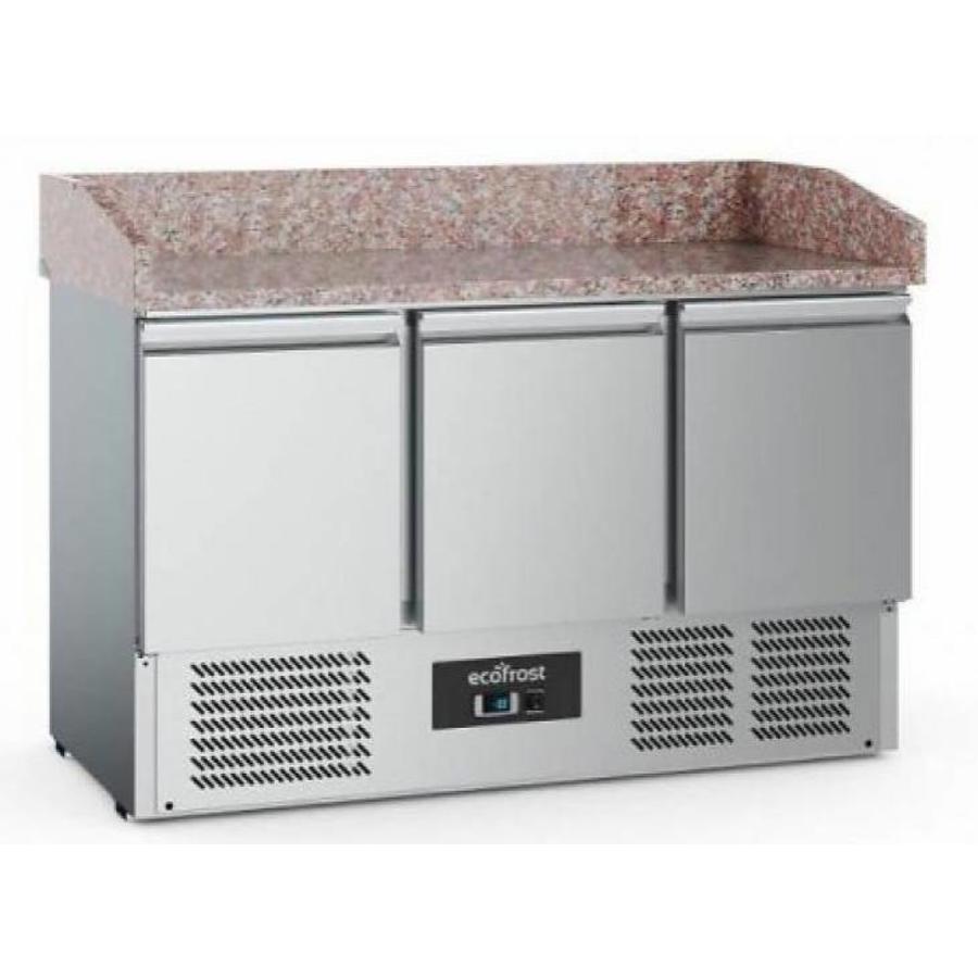 Établi à pizza | acier inoxydable | 368L | 3 portes