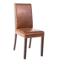 Chaise en similicuir marron style antique | 2 pièces